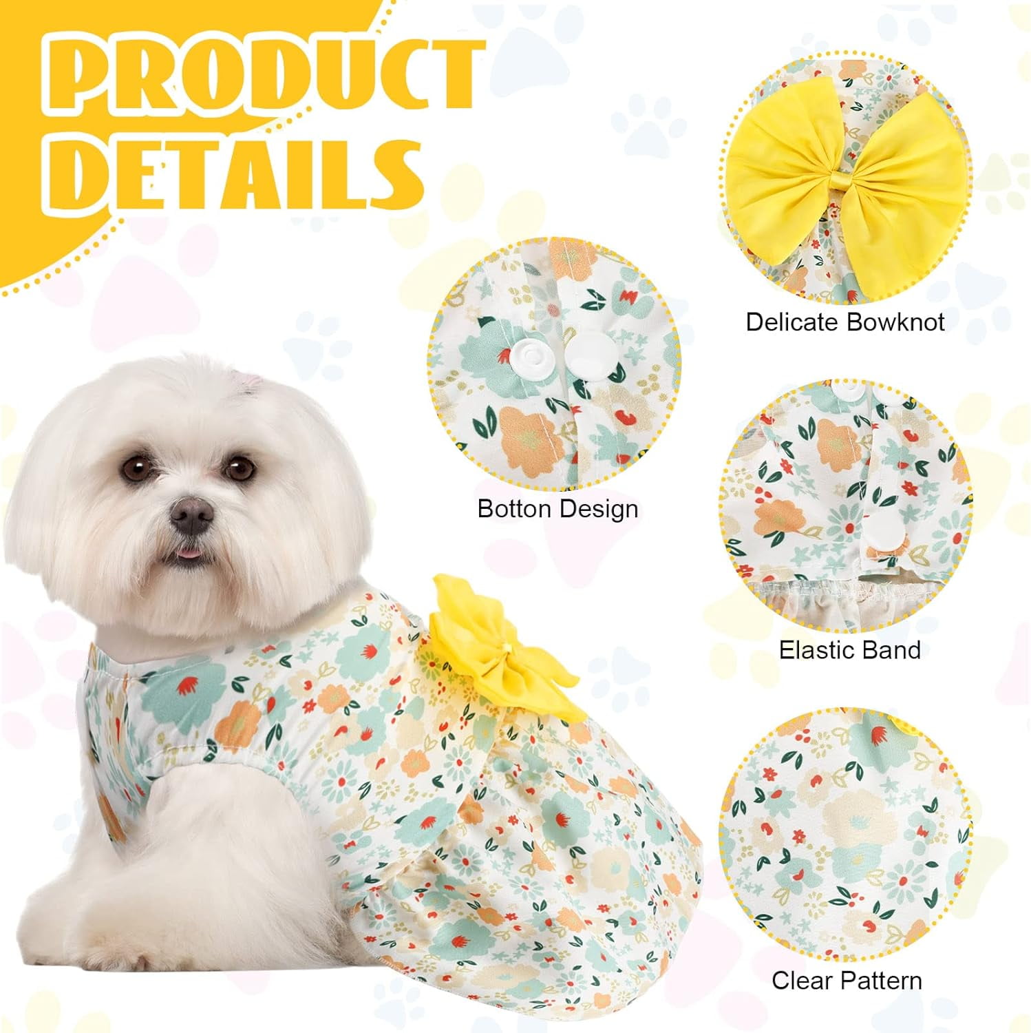 Petbb 8 Pieces Dog Dresses for Small Dogs Puppy Clothes Girl Dog Outfit Cute Bowknot Pet Skirt Soft Lightweight Summer Apparel for Cats Puppies Party Wedding Photo Wear