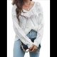 thumbnail image 2 of Suéteres de Otoño con Cuello Redondo de Crochet y Aberturas, Bonitos Suéteres de Invierno para Mujer, A M, 2 of 10