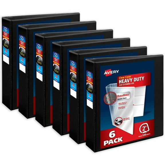 Avery Heavy-Duty Binders, 2" Slant Rings, Black (6-Pack of 79692)