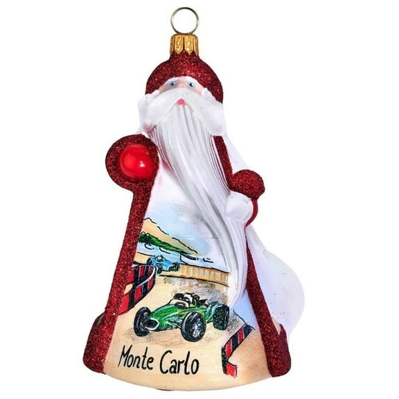 Joy to the World Glitterazzi International Monte Carlo Santa Claus Polish Glass Ornament