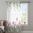 thumbnail image 3 of Pink Tulips Semi Sheer Curtains Drapes for Living Room, Bedroom, French Doors Window 96 Inches Long, Spring Floral Green Eucalyptus Leaves Rod Pocket Chiffon Curtain Drapery Voile Draperies Panel, 3 of 8