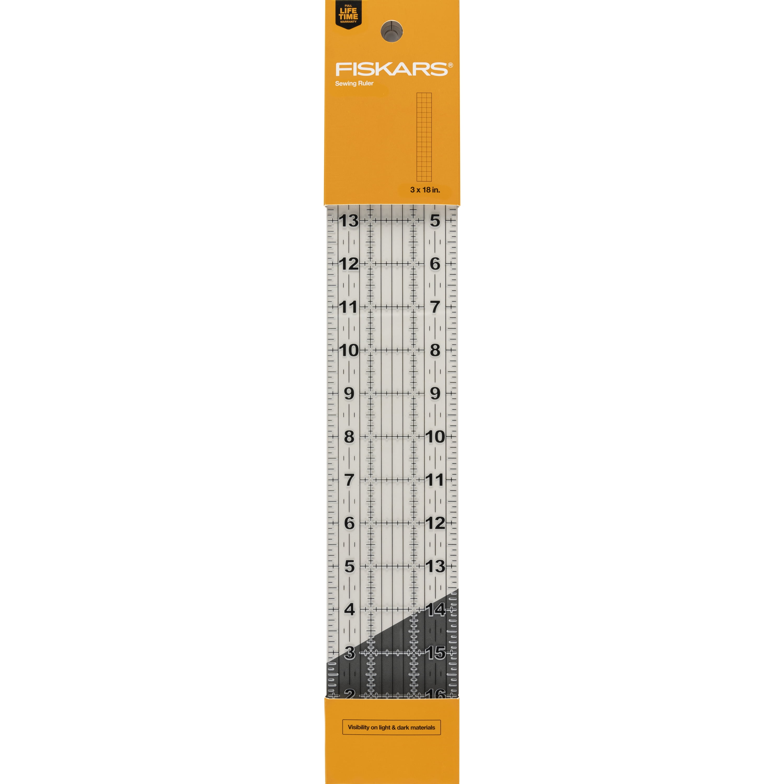 (2 pack) Fiskars 3" x 18" Acrylic Sewing Rulerwith Gridlines, Measuring Tool
