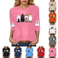 thumbnail image 2 of Jkety Women T Shirt Womens 3/4 Length Sleeve Tunic Tops Casual V Neck Shirts Basic Tees Business Work Blouses Summer Fall 2025 Clothes(Blue,M), 2 of 6