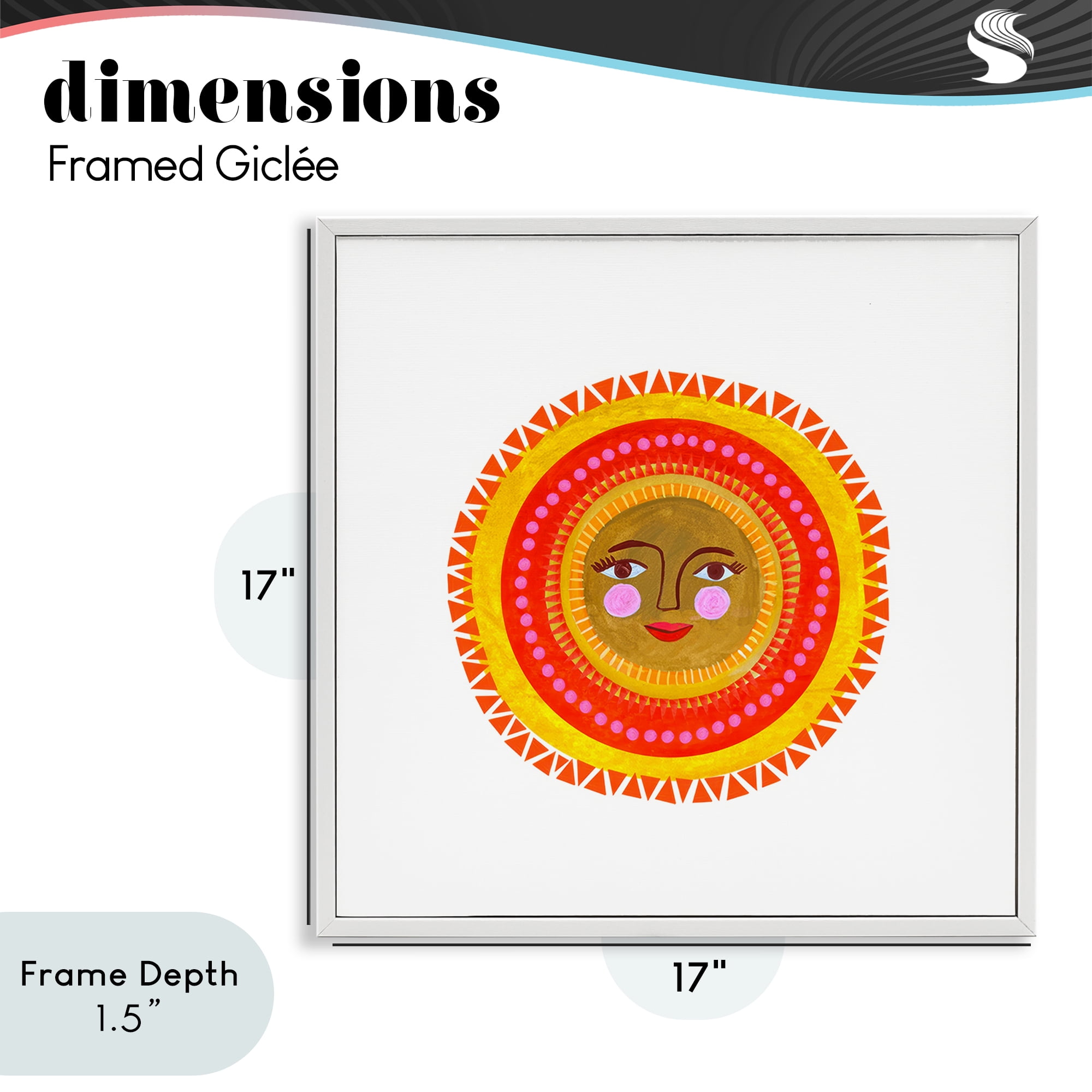 Stupell Industries Bold Bohemian Sun White Framed Giclee Art, design by Katherine Herrell Studio
