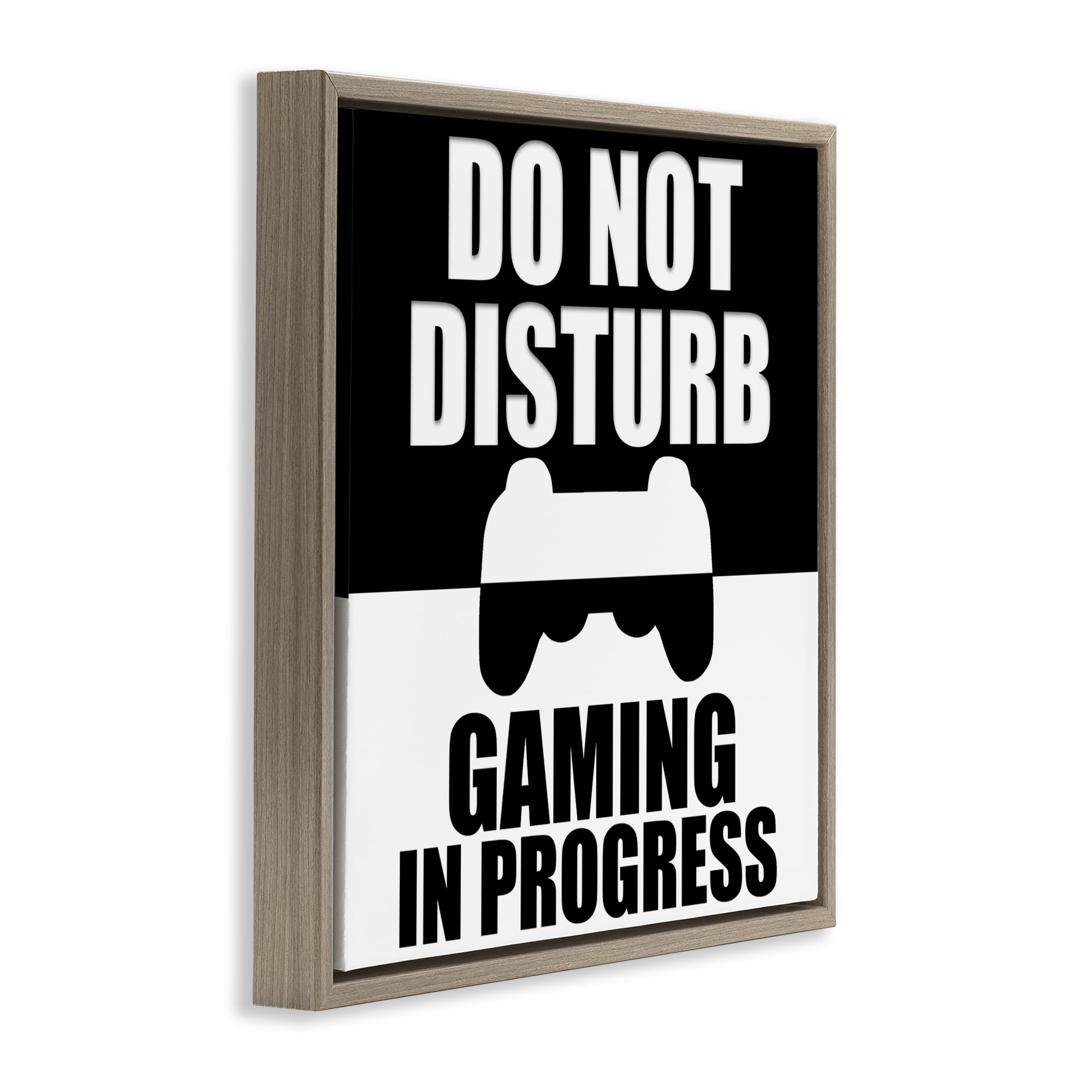Do Not Disturb Minimal Gamer Brown Framed Floater Canvas Wall Art, design by Kim Allen