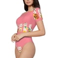 thumbnail image 2 of The Xecao Cute Cat Women's Crew Neck Body Suit, a short-sleeved bodysuit and basic swimsuit, both comfort and style for dating and daily life, 2 of 9