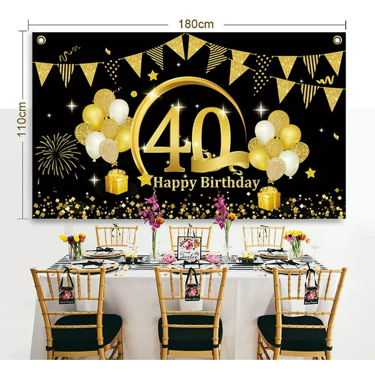YANSION 70.8 x 43.3 Inch Happy Birthday Party Backdrop Banner