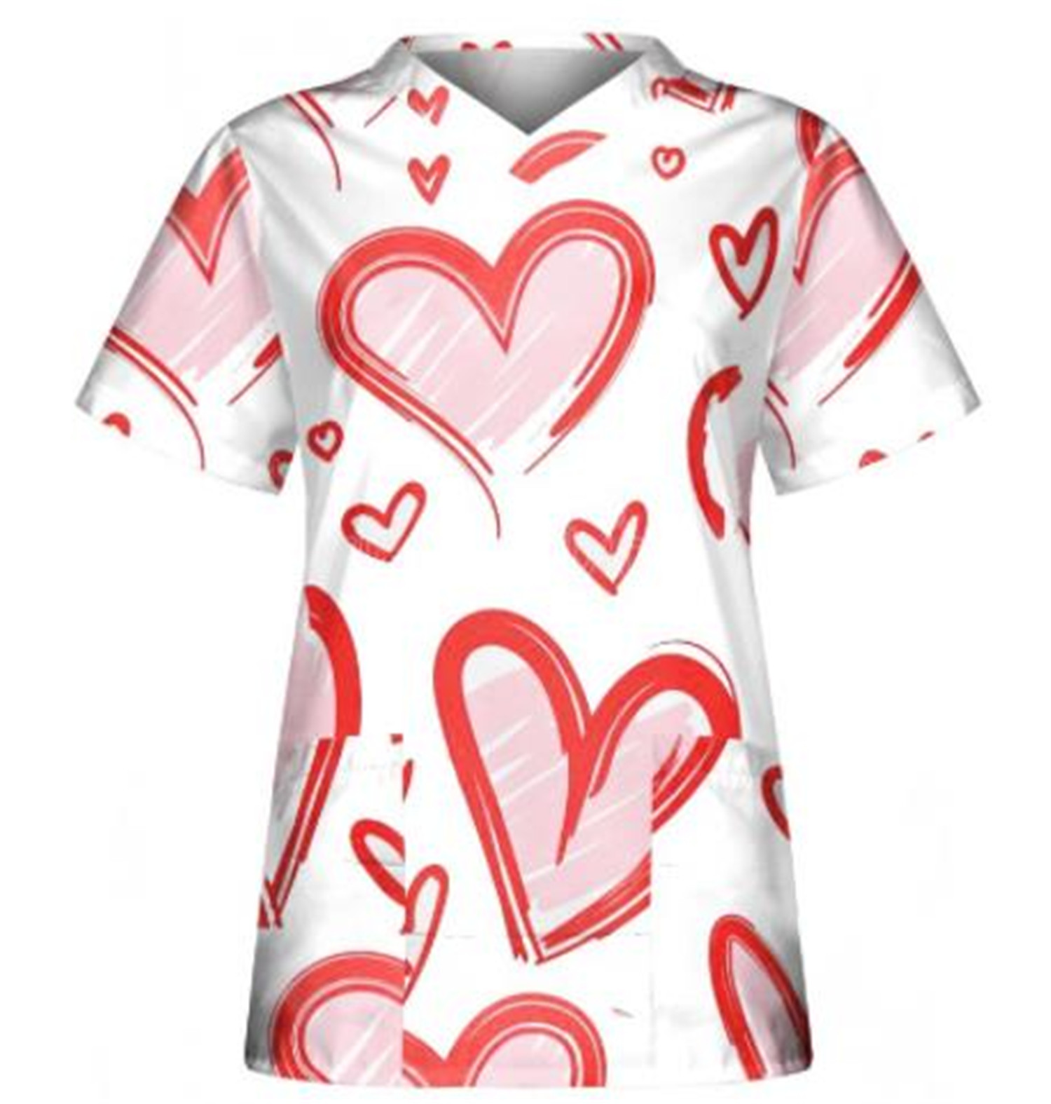 Kiapeise Valentine's Day Scrubs Tops Women Nurse Working Uniforms Love ...