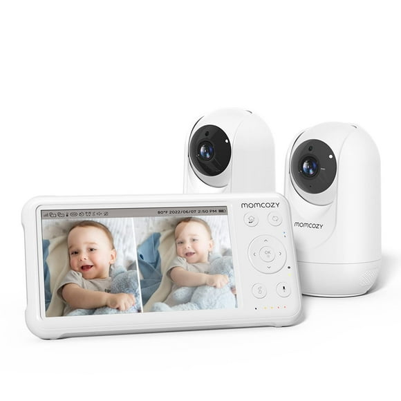 Momcozy Moniteur Vidéo pour Bébé, Moniteur HD 1080P 5 Pouces avec Caméra et Audio, Vision Nocturne Infrarouge, Batterie 5000mAh, Audio Bidirectionnel, Capteur de Température à Grand Angle
