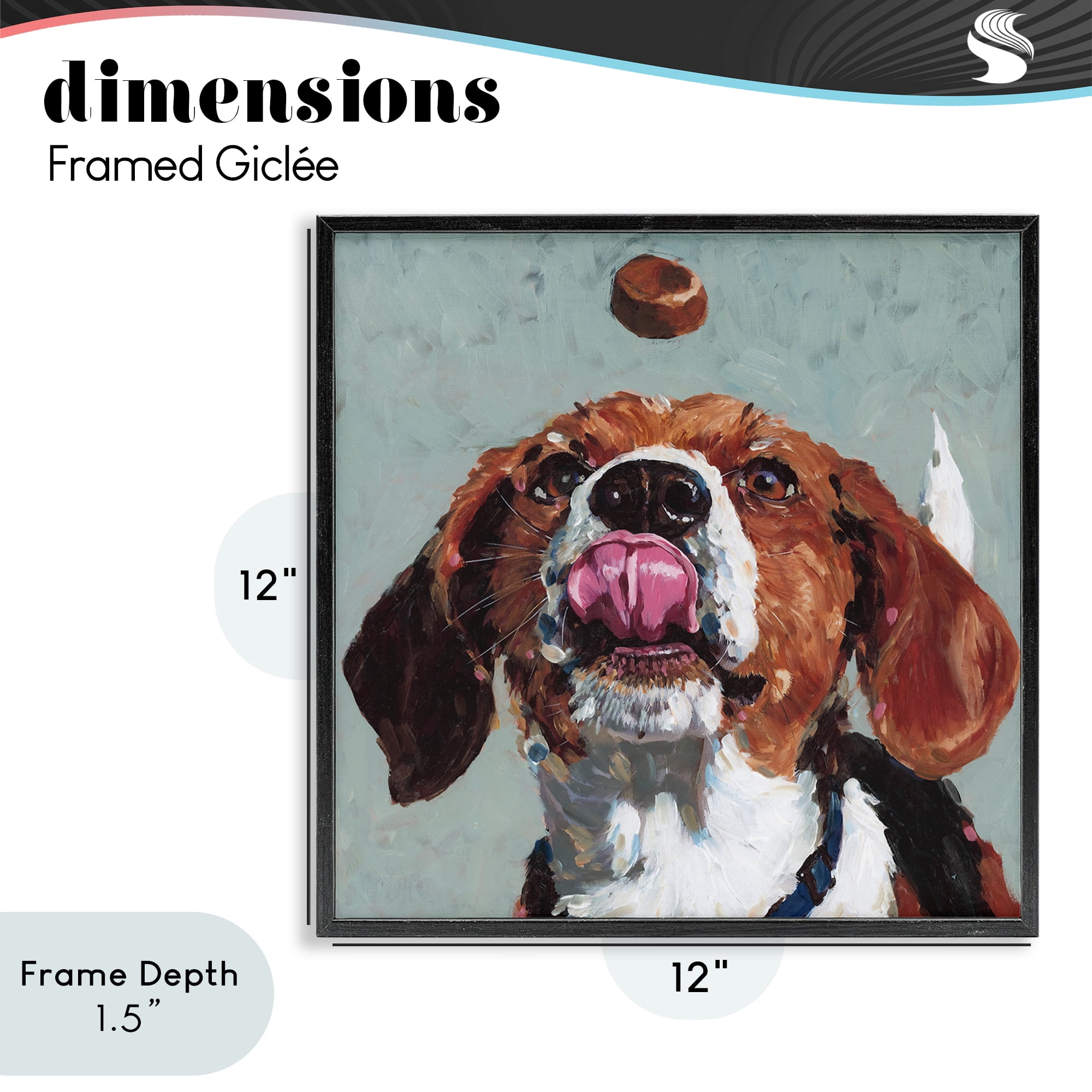 Stupell Industries Beagle Treat Excitement Black Framed Giclee Art, design by Studio Bautista