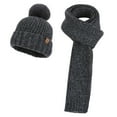 thumbnail image 2 of Idoravan Winter Scarf for Women Cold Weather Set A Two-piece Winter Knitted Woolen Women's Hat Set With Cold-proof And Warm Hats Scarves And Woolen Ear Protection Dark Gray, 2 of 2