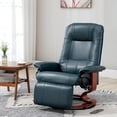 thumbnail image 2 of Faux Leather Manual Recliner, Adjustable Swivel Lounge Chair with Footrest, Armrest and Wrapped Wood Base for Living Room, Blue, 2 of 18