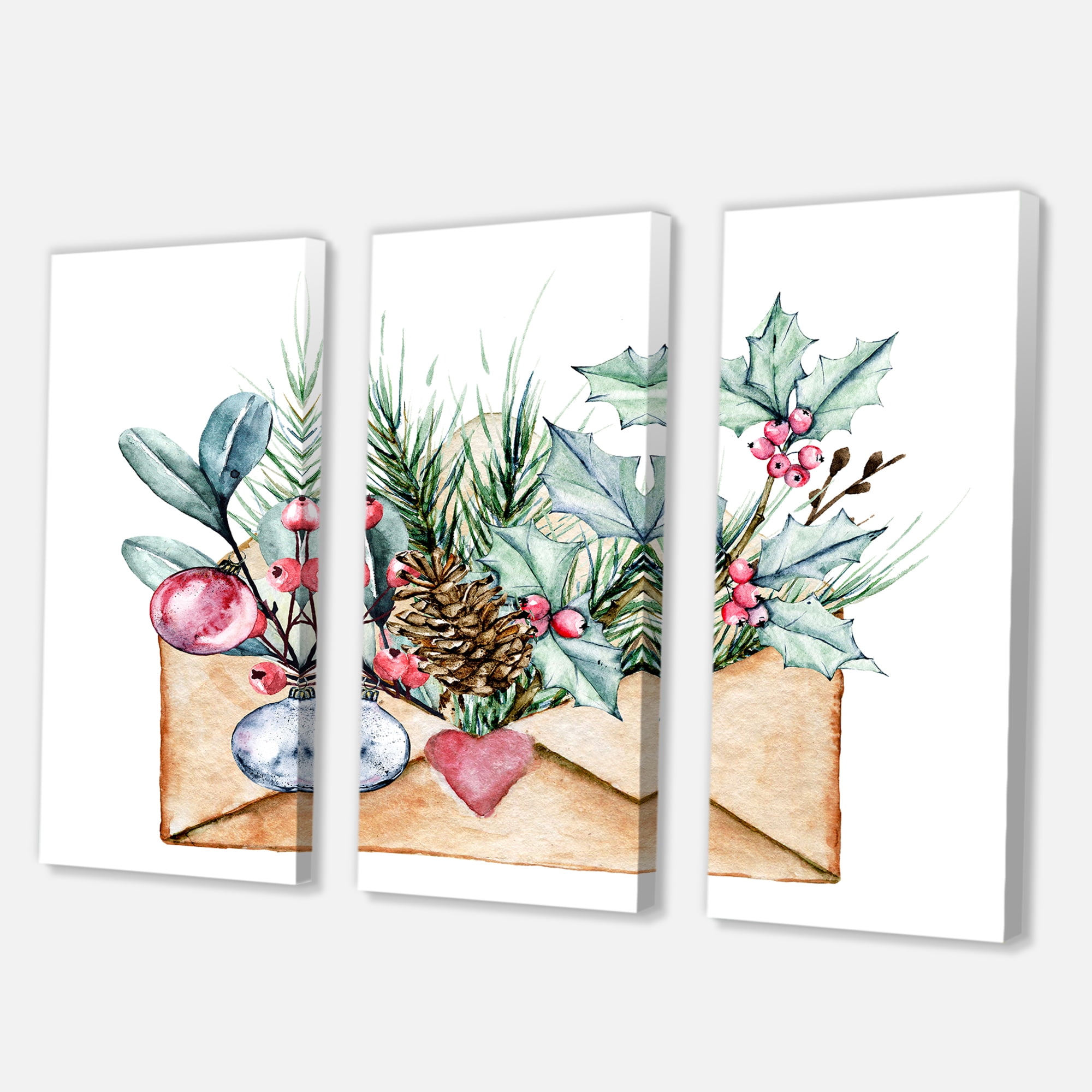 Designart ' Merry Christmas Greeting Card Envelope ' Traditional Canvas Wall Art Print