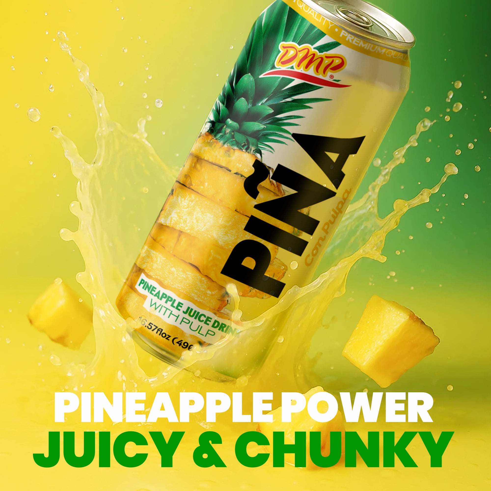 De Mi Pais Pineapple Juice with Pulp & Fruit Chunks,Canned Juice 16.57 Fl Oz, 6-Pack