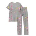 thumbnail image 4 of Garbnen Womens Valentines Pajama Set Bow Print Short Sleeve Crew Neck Tops and Full-Length Pajama Pant Spring Summer Pjs Lounge Set, 4 of 4