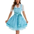 thumbnail image 6 of Wyobmus Women German Dirndl Dress Oktoberfest Clothes Bavarian Lace Up Corset Dress Sleeveless Square Neck Midi Dress A-Light Blue, 6 of 8