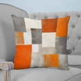 thumbnail image 4 of 24x24 Pillow Covers Set of 2, Burnt Orange Throw Pillow Covers Decorative Couch Cushion Case, Grey Modern Abstract Art Oil Painting Geometric Microfiber Square Pillowcases for Bedroom Car Living Room, 4 of 7