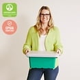 thumbnail image 6 of ECR4Kids Stackable Square Bins with Non-Snap Lids, Multipurpose Organization, Emerald, 2-Pack, 6 of 9
