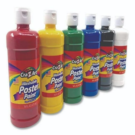 Larose CZA01611 16 oz Washable Tempera Paint, Assorted Color - Pack of 6