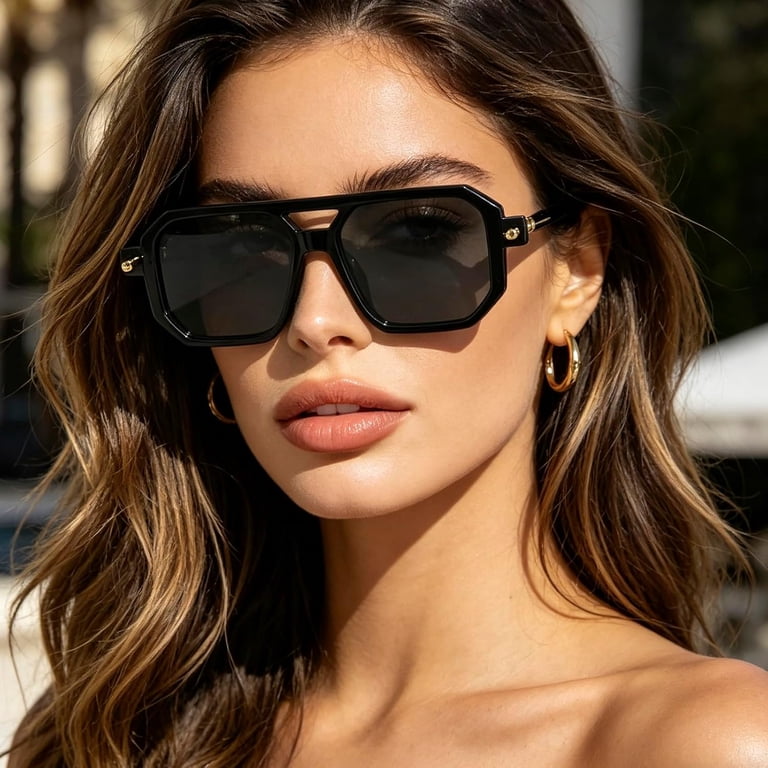 Vintage Square Polarized Aviator Sunglasses for Men Women  display picture 1