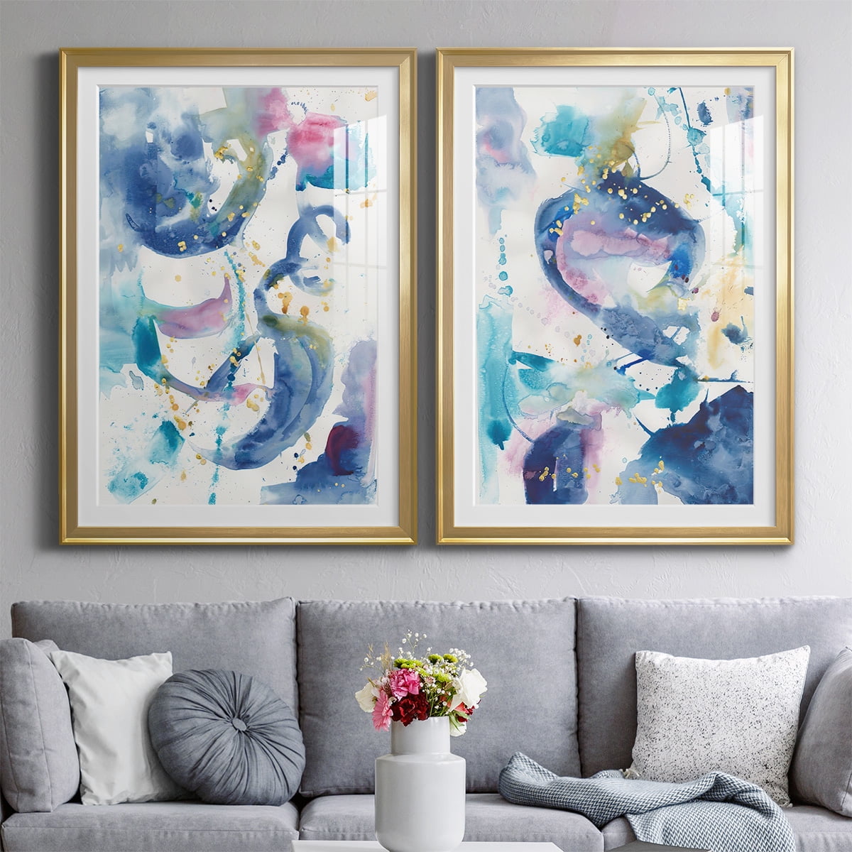 Wexford Home Fiesta I Premium Framed Print, 26.5" x 36.5" - Ready to Hang, Gold (Set of 2)