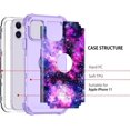 thumbnail image 3 of Meshine for iPhone 11 Case,Three Layer Heavy Duty Shockproof Protection Hard Plastic Bumper +Soft Silicone Rubber Protective Case for Apple iPhone 11 6.1 inch,Shiny in The Dark-All Purple, 3 of 6