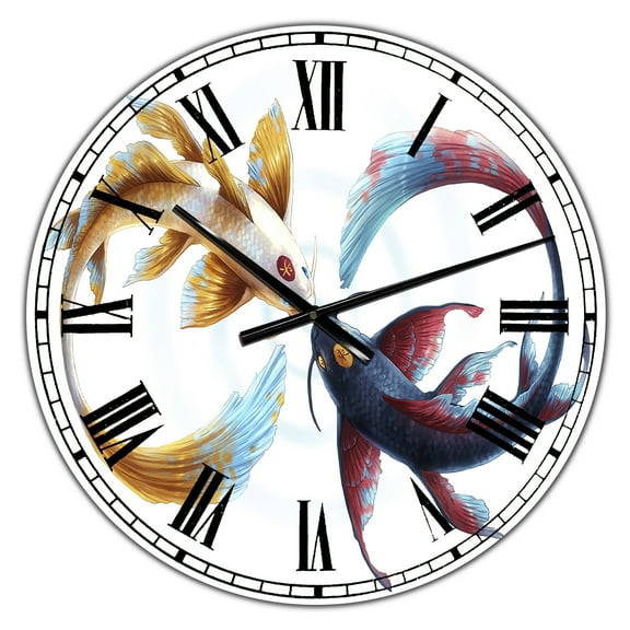 Designart Oversized Multicolor Analog Round Coastal Modern Nautical Wall Clocks, CLM25500-C23