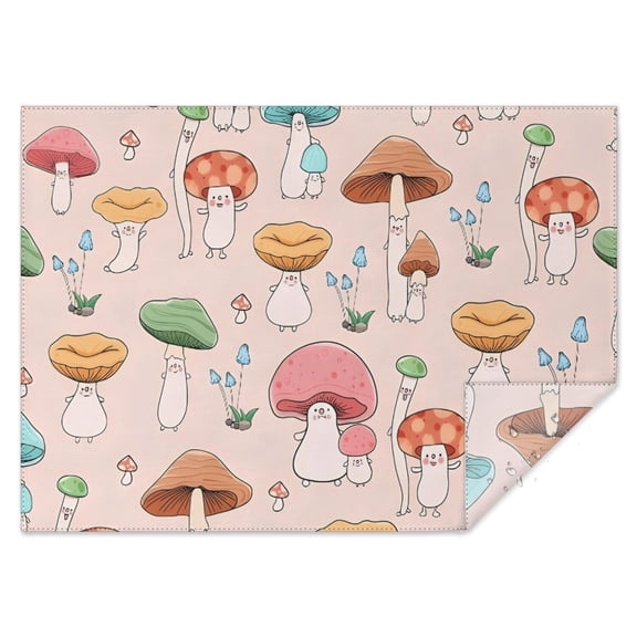 Red Mushroom Cartoon Light Pattern Rectangle Tablecloth 60"x84",Waterproof Polyester Rectangle Table Cloth, Wipeable Spillproof Polyester Tablecloth for Dining, Camping, Indoor and Outdoor