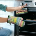 thumbnail image 2 of Pioneer Flower Kitchen Oven Mitt and Pot Holder Sets 4 Pcs for Baking, Cooking and Grilling, Heat Resistant Up To 392 °F, 2 of 7