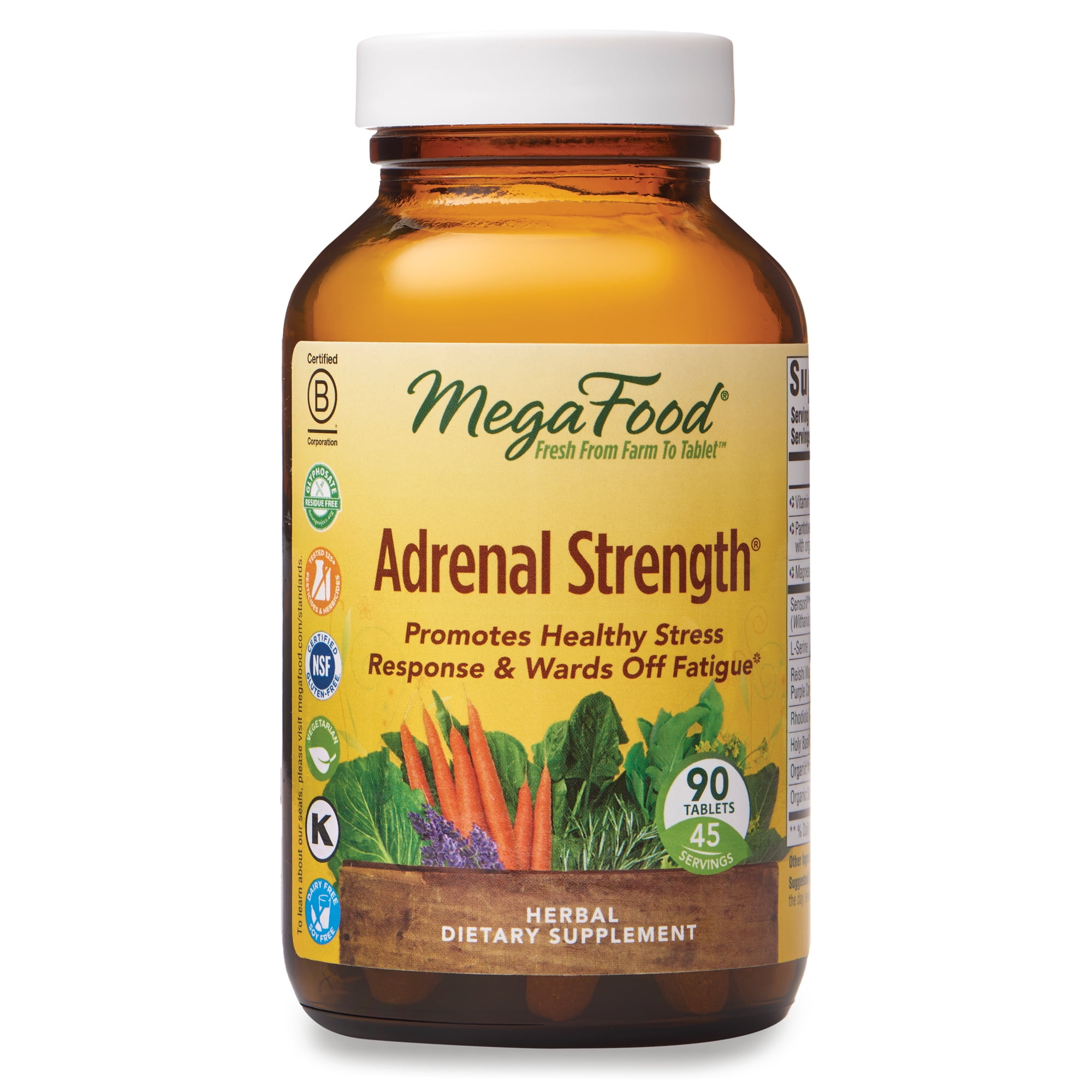 MegaFood, Adrenal Strength, Supports a Healthy Stress Response, Herbal