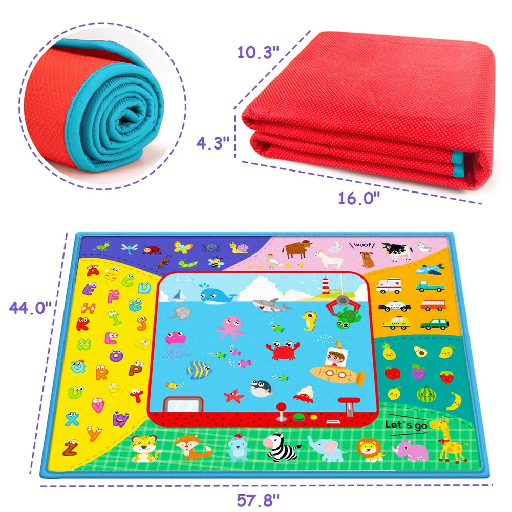 Baby Crawling Mat,Baby Play Mat for Floor,Large Educational Tummy Time Cotton Playmat, Foldable Non-Slip Super Soft Baby Mat for Playing Area Rug Gym Activity for Infants Toddlers Boys Girls