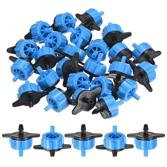 Uxcell 100-Pack Drip Irrigation Emitters, 2 GPH Plastic Irrigation Drippers for Garden Lawn Drip Irrigation System [Blue]