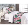 thumbnail image 2 of Vintage Bed Runner Set, Repetitive Pattern of Pink Flowers and Leaves Hand-Drawn Ornament, Decorative Bedding Scarf & a Pillow Sham for Hotels Homes, Twin, Dark Coral and Jade Green, by Ambesonne, 2 of 3