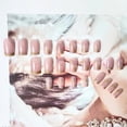 thumbnail image 4 of Parche de uñas postizo HUOGUO, rosa, largo y dulce, con hojuelas doradas, 4 of 4