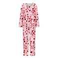 thumbnail image 4 of FDGIU Valentine's Day Sleepwear for Women - 2 Piece Long Sleeve Pajama Set with Heart Print Top Comfy Loungewear Set, 4 of 6