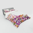 thumbnail image 3 of Floral Duvet Cover Set, Butterflies Narcissus Flowers Violets and Pansies Pouring out from Old Watering Can, Bedding Set with Shams and Fitted Sheet, 3 Sizes, by Ambesonne, 3 of 3