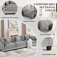 thumbnail image 3 of YWEN 113.78" Chenille Sectional Sofa, Comfy Modular Loveseat Sofa, Modern 3-Seat Couch Deep Seat Sofa Set for Living Room,Gray, 3 of 17