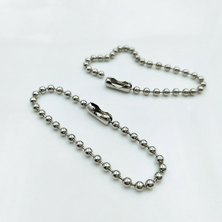 100 Pieces Metal Ball Chain in with Connector Clasp for Label Tags,  Jewellery, Keychain Or Badge Holders - 15Cm Long String