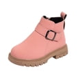 thumbnail image 4 of BRGZLK Girls Snow Boots Winter Fashion Cute Low Heel Anti-Slip Warm Short Booties Outdoor Hiking Walking Shoes for Little Kids/Big Kids Pink 13.5 Little Kids, 4 of 7