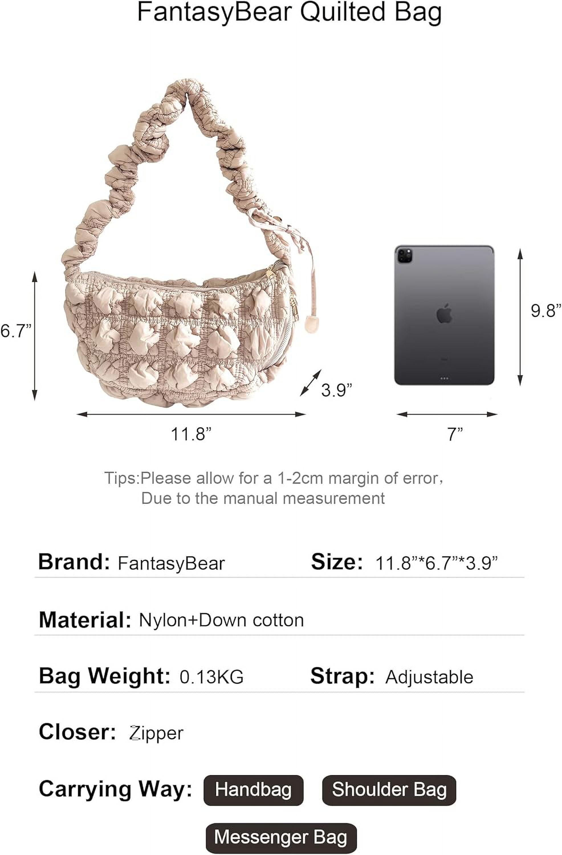 Small Bag,Adjustable Shoulder Strap Puffer Crescent Crossbody Bags Lightweight Hobo Handbag Puff Purse