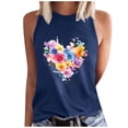 thumbnail image 2 of Plus Size Tank Tops for Women Sleeveless Round Neck Love Printed Regular Tank Navy 2XL, 2 of 4