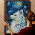 thumbnail image 6 of Dog Canvas Art Decor Creative Dog Picture for Wall Decor Van Gogh Starry Night American Eskimo Dog Poster Painting Prints for Living Room Pet Club, 6 of 6
