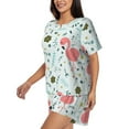 thumbnail image 2 of Bixox Women's Cute Flamingo Printed Pajama Set 2 Piece Lounge Set Top and Shorts Soft Pajamas, Shorts with Pockets, 2 of 7