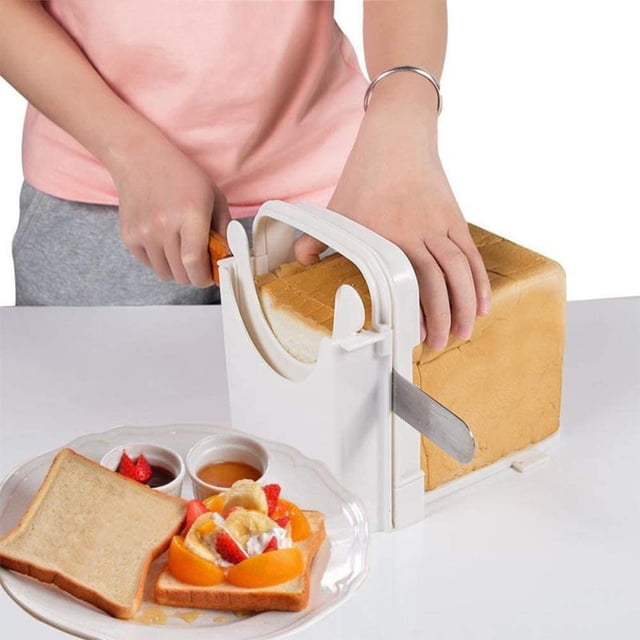 Trancheuse à Pain, Guide de Coupe Réglable pour Pain Maison, Bagel, Rôtissoire, Gâteau, Pain Sandwich, Découpe, Moule Compact Pliable, Outil de Fabrication de Pain à Main avec Épaisseur de 4 Tranches