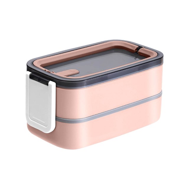 Fiambrera térmica de acero inoxidable de doble capa, caja bento sellada para mantener la frescura, apta para microondas, con compartimento para estudiantes