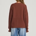 thumbnail image 5 of Sheghy Workout Tops for Women Cool Season Simple Crewneck Relaxed Fit Solid Color Long Sleeve Knitted Pullover Wine XL, 5 of 5