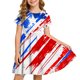 thumbnail image 2 of Odeerbi Niñas Día de La Independencia Vestido de Línea A Verano Patriótico Cuello Redondo Manga Corta Vestido Casual, 2 of 9