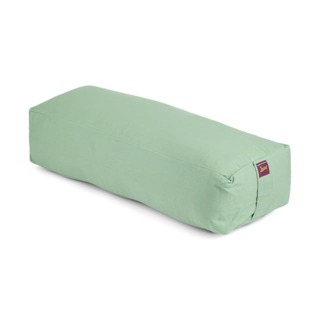 YOGAVNI Yoga Bolster - Long Rectangular -100% Cotton Cover & Cotton Batting Fill - 28in x 10in x 6in - Weight: 11lb/5kg - Sage Green