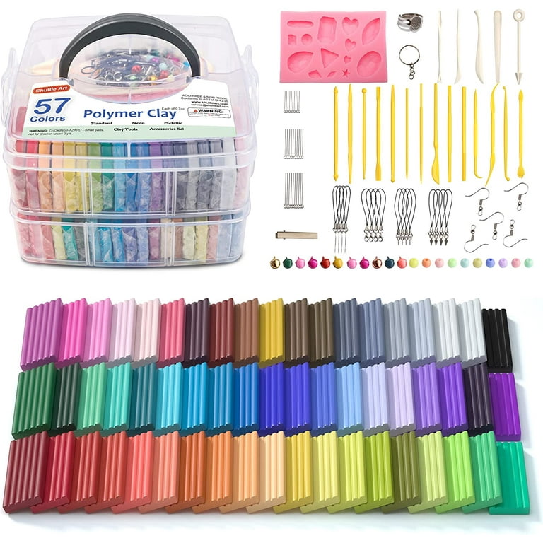 Polymer Air Dry Clay Tools for DIY Jewelry, Oven Bake Craft Kit (50 Colors,  95 Pieces)