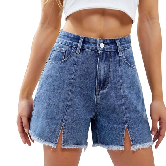 OSOLU Solid Color Jean Shorts For Women High Waisted Casual Denim Shorts Cute Trendy Summer Denim Jorts With Pockets Daily Relaxed Fit Breathable Bottoms